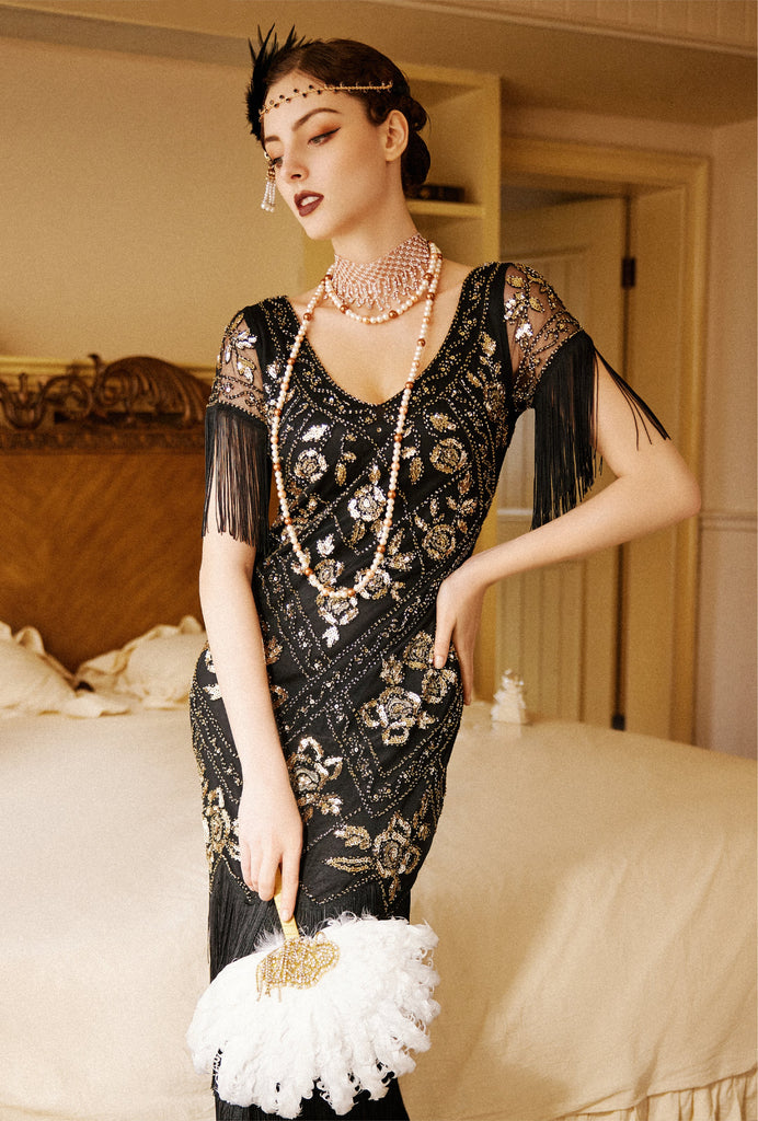 Batwing Sleeve Art Deco Robe Dress - Babeyond UK