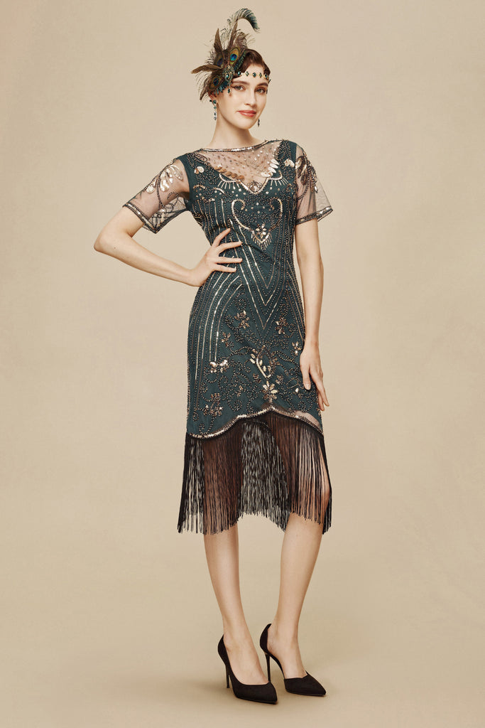 Vintage Glorious Paisley Fringe Flapper Dress - Babeyond UK