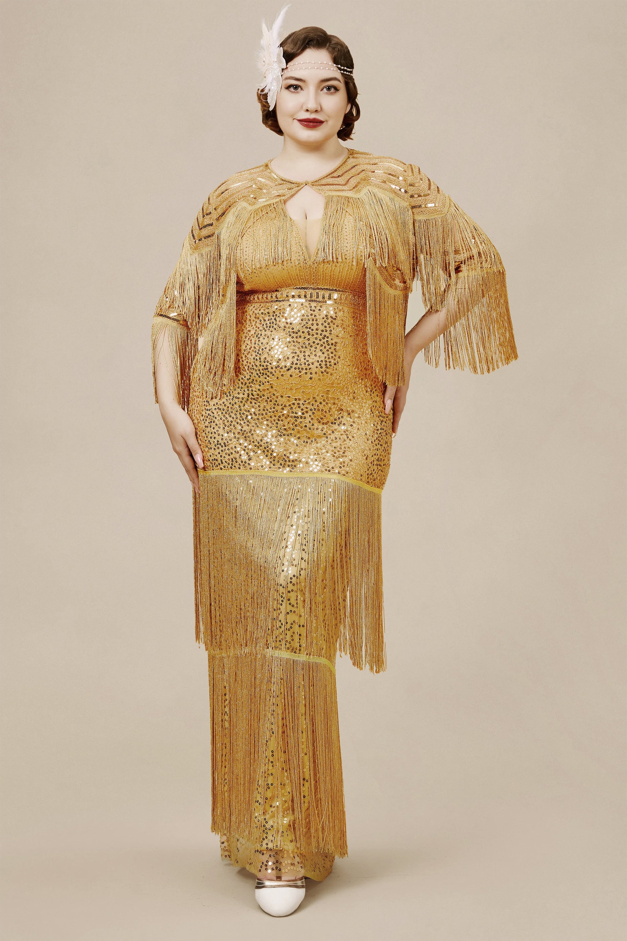 gold flapper dress plus size Amazon.com: XPLUSWEAR 1920s Flapper Dress Plus Size V Neck Black Sequin  Vintage Fringed Great Gatsby Midi Dress : Clothing, Shoes & Jewelry