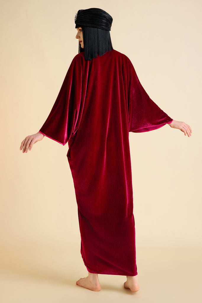 Batwing Sleeve Slit Robe Dress - Babeyond UK