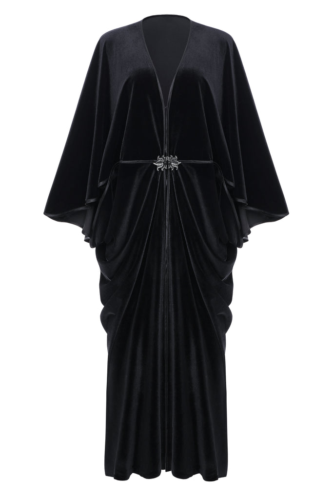 Batwing Sleeve Slit Robe Dress - Babeyond UK