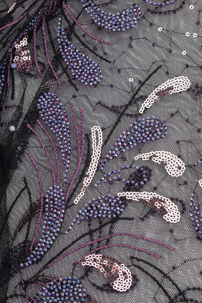 1920s Beaded Fringe Floral Shawl - Babeyond UK