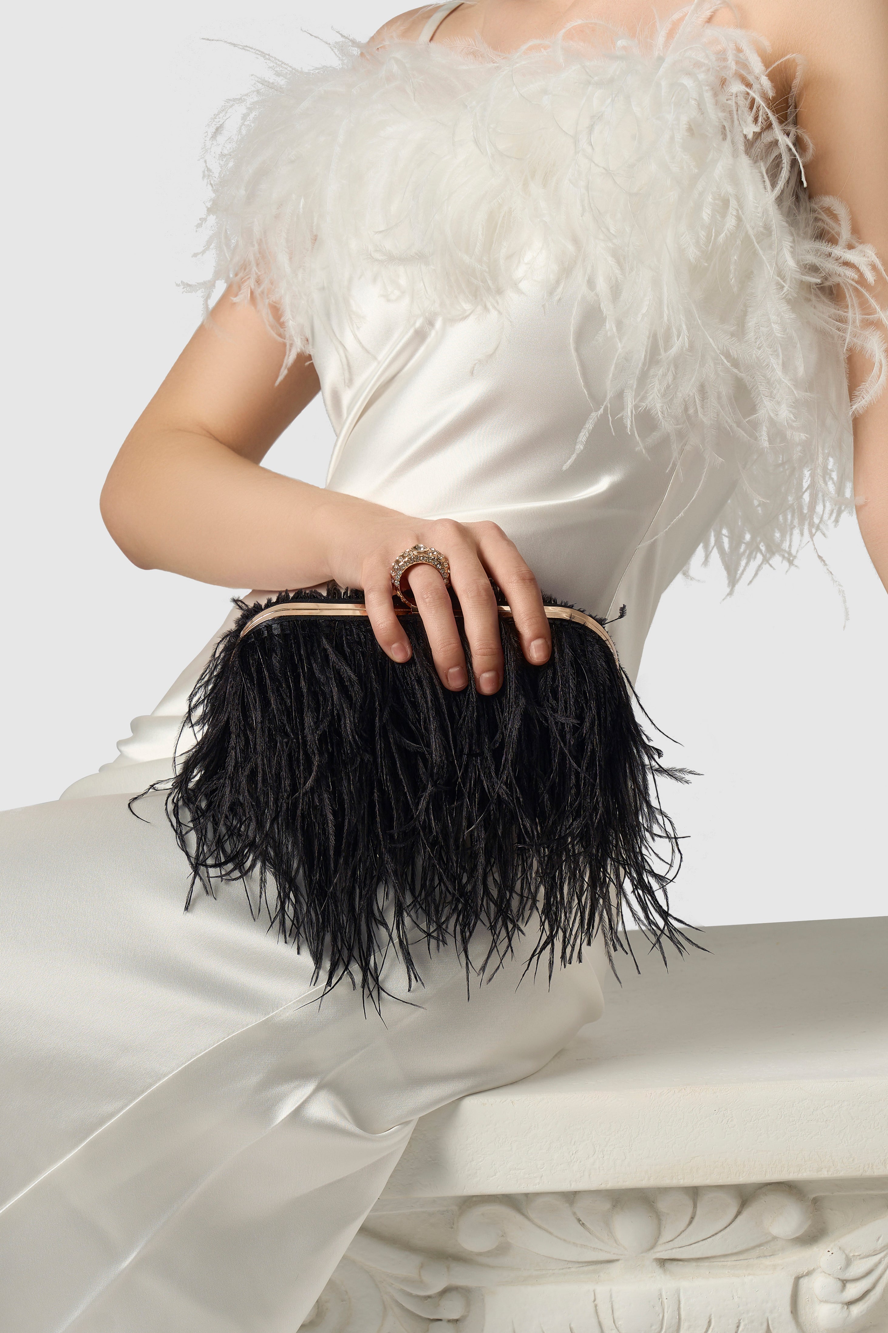 Ostrich best sale feather clutch