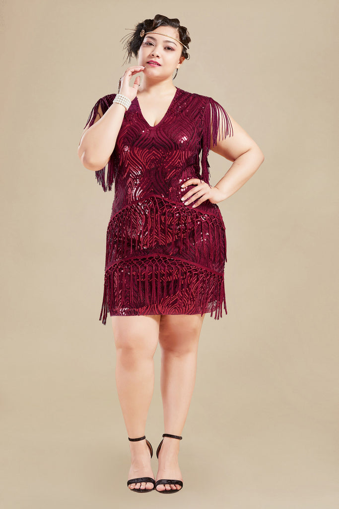 Sparkly Sequin Bodycon Flapper Plus Size Dress - Babeyond UK