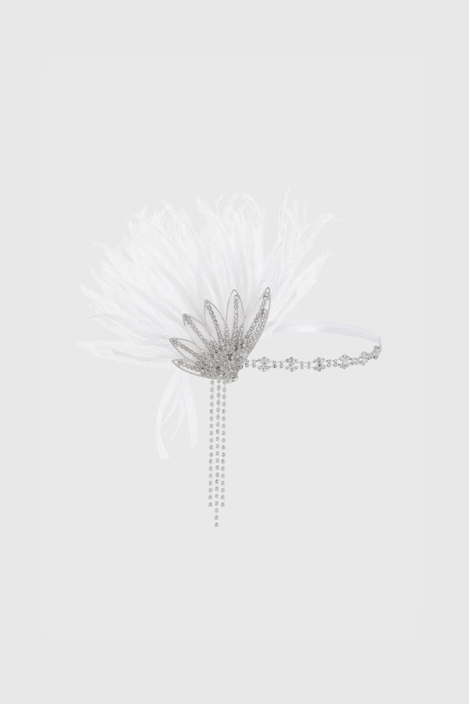 Rhinestone Beaded Feather Headband - Babeyond UK