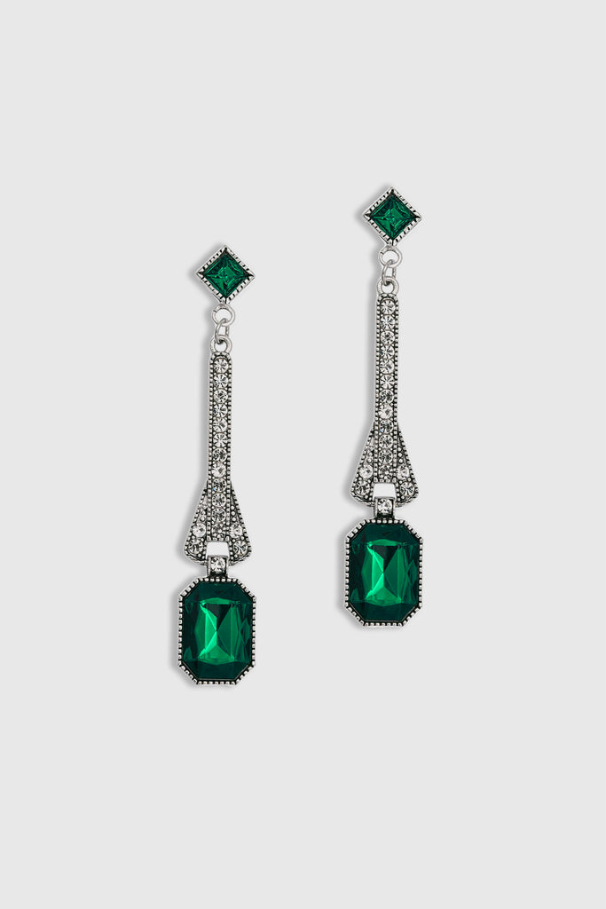 Art-Deco Rhinestone Dangle Earrings - Babeyond UK