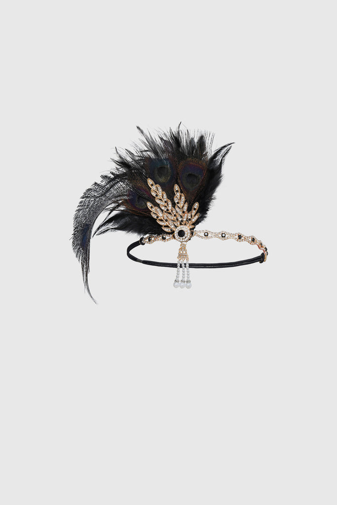 Rhinestone Leaf Feather Headpiece - Babeyond UK