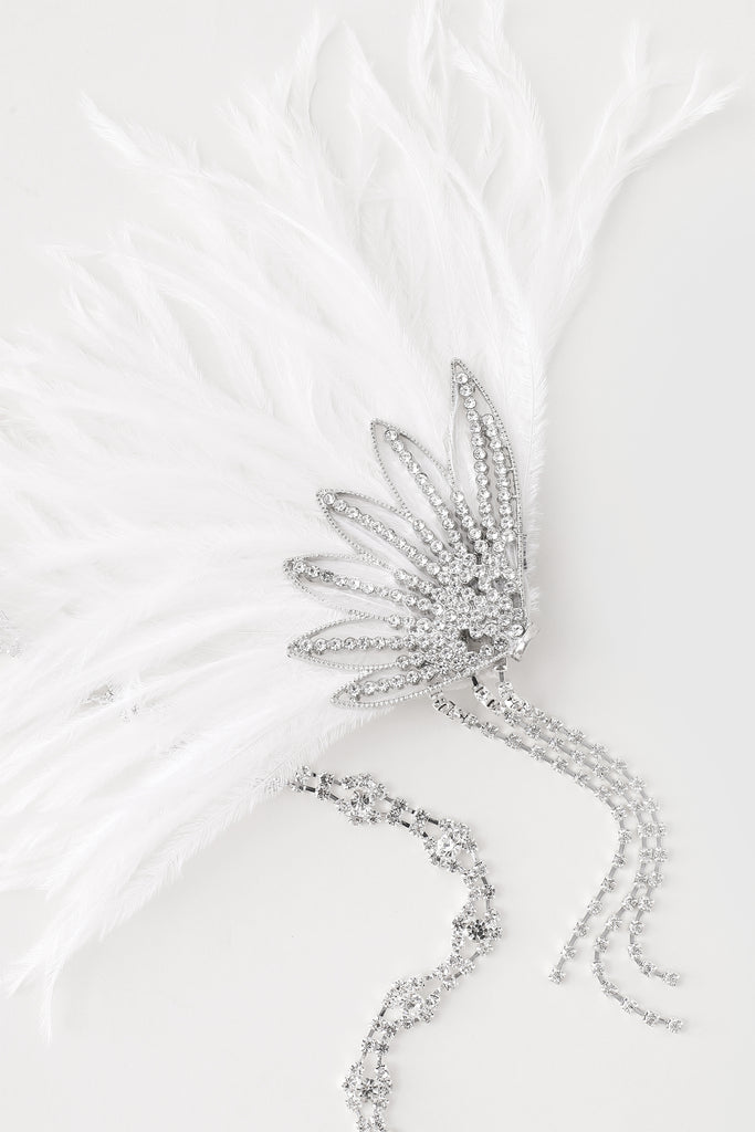 Rhinestone Beaded Feather Headband - Babeyond UK