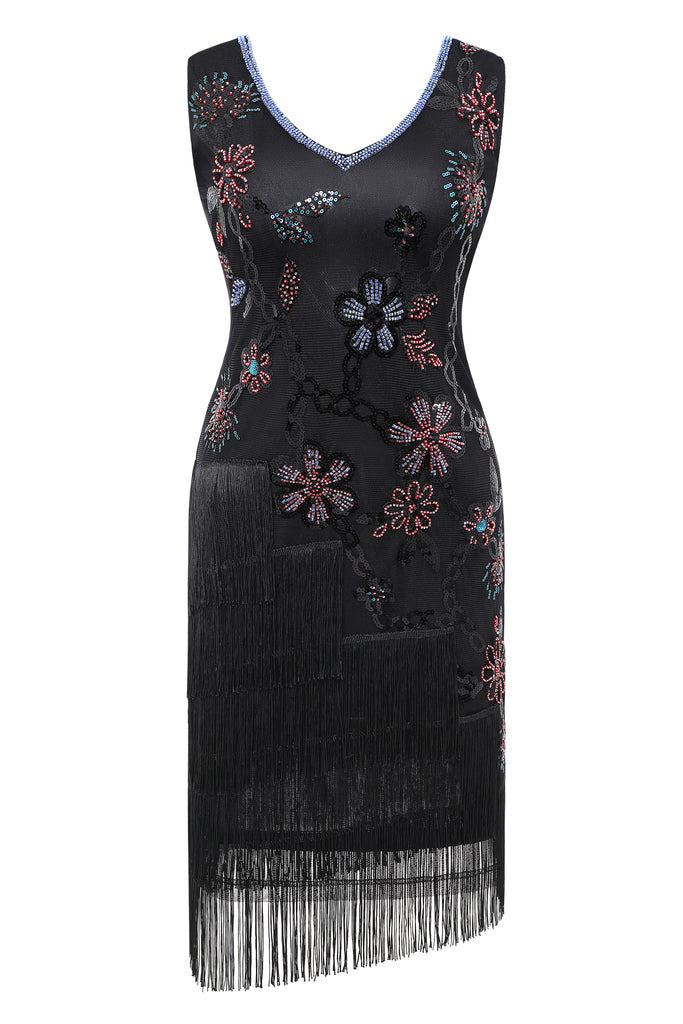 Flowery Tassel Sequins Flapper Dress - Babeyond UK