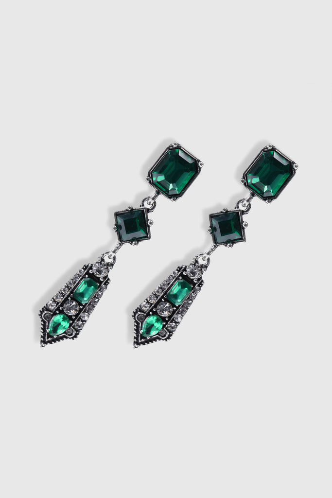 Art-Deco Rhinestone Studded Earrings - Babeyond UK