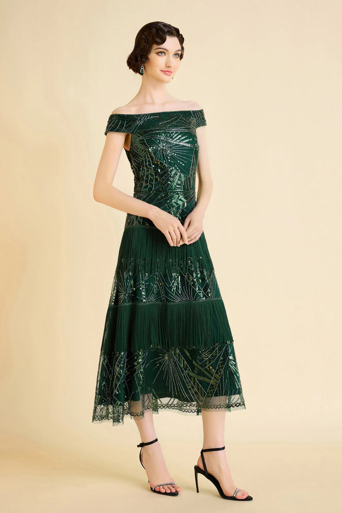 Geometric Embroidery Single Shoulder Evening Gown - Babeyond UK