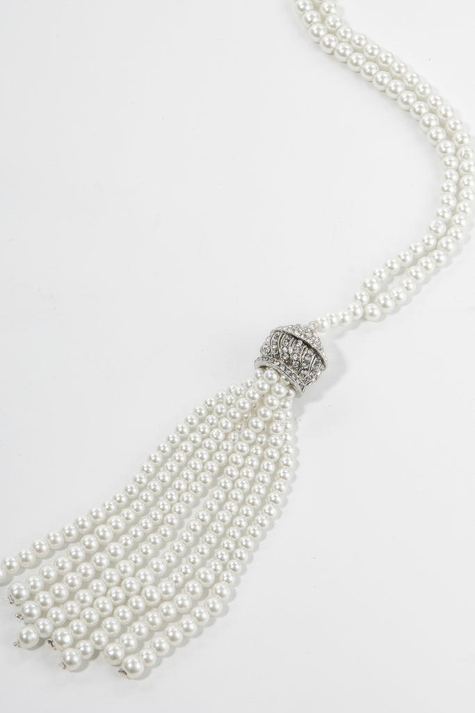 Exquisite Crystal Pearl Tassel Necklace - Babeyond UK