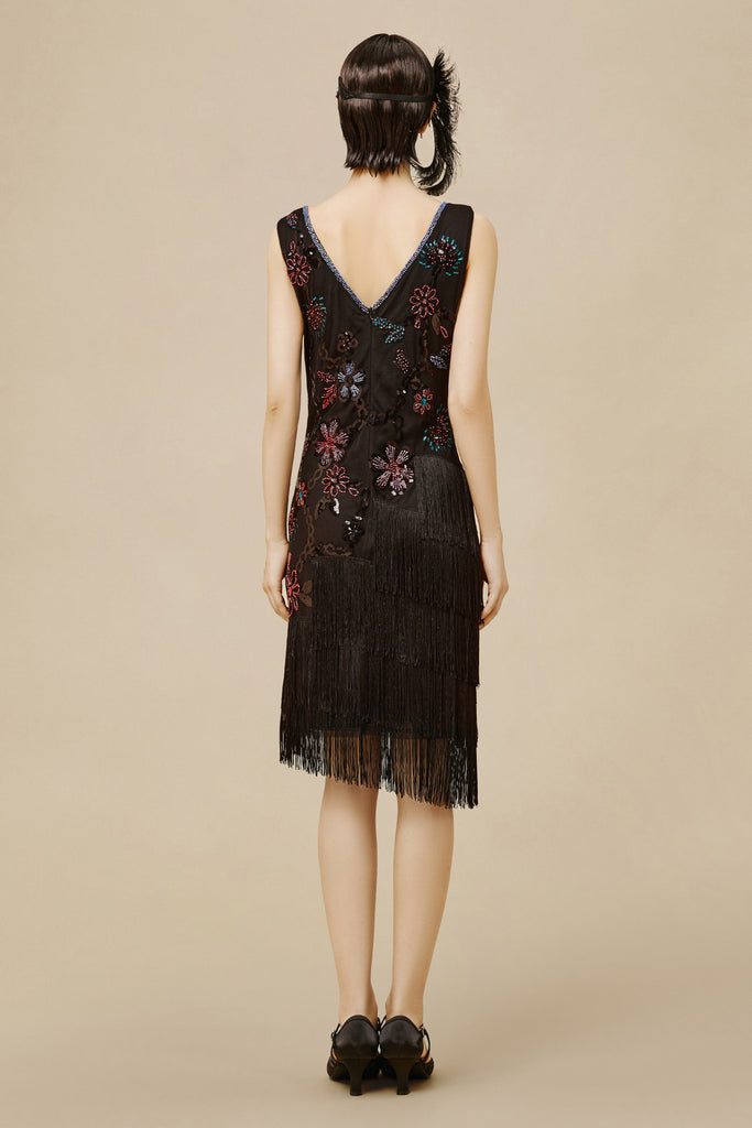 Flowery Tassel Sequins Flapper Dress - Babeyond UK