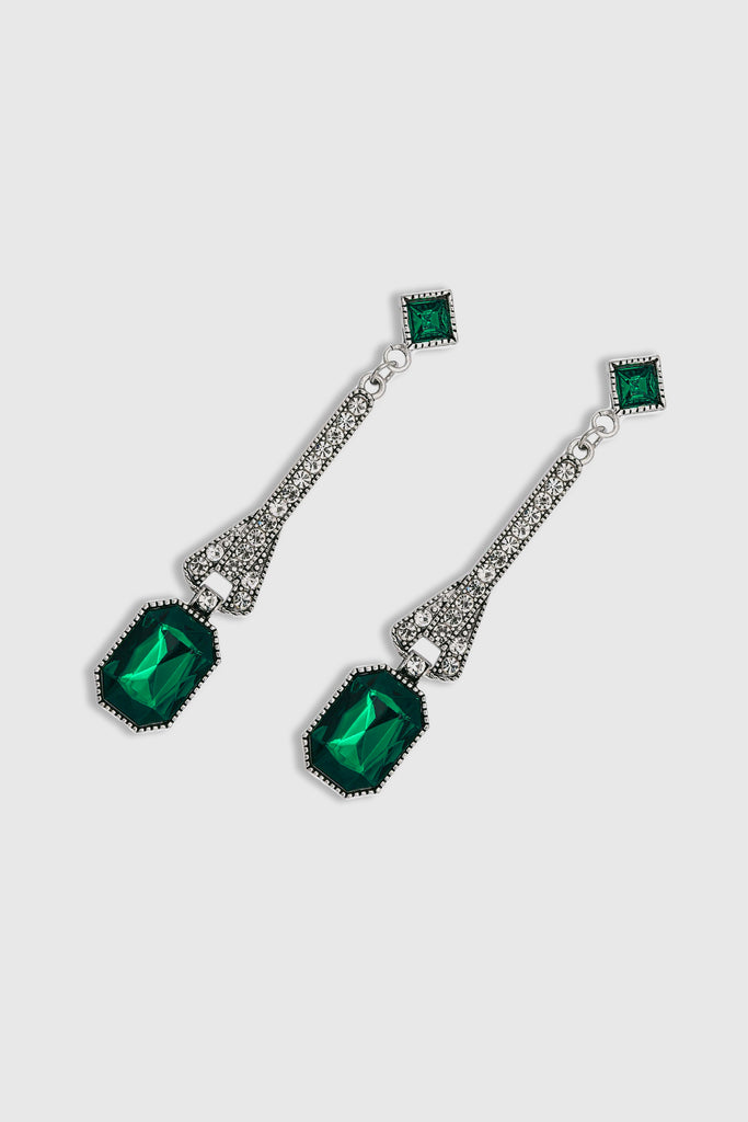 Art-Deco Rhinestone Dangle Earrings - Babeyond UK