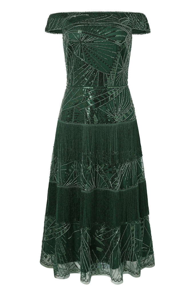 Geometric Embroidery Single Shoulder Evening Gown - Babeyond UK