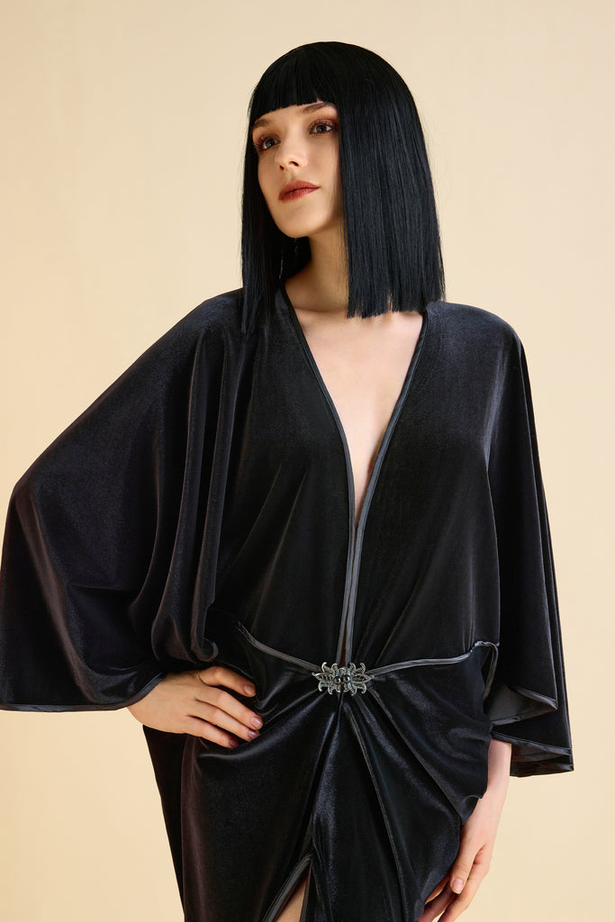 Batwing Sleeve Art Deco Robe Dress - Babeyond UK