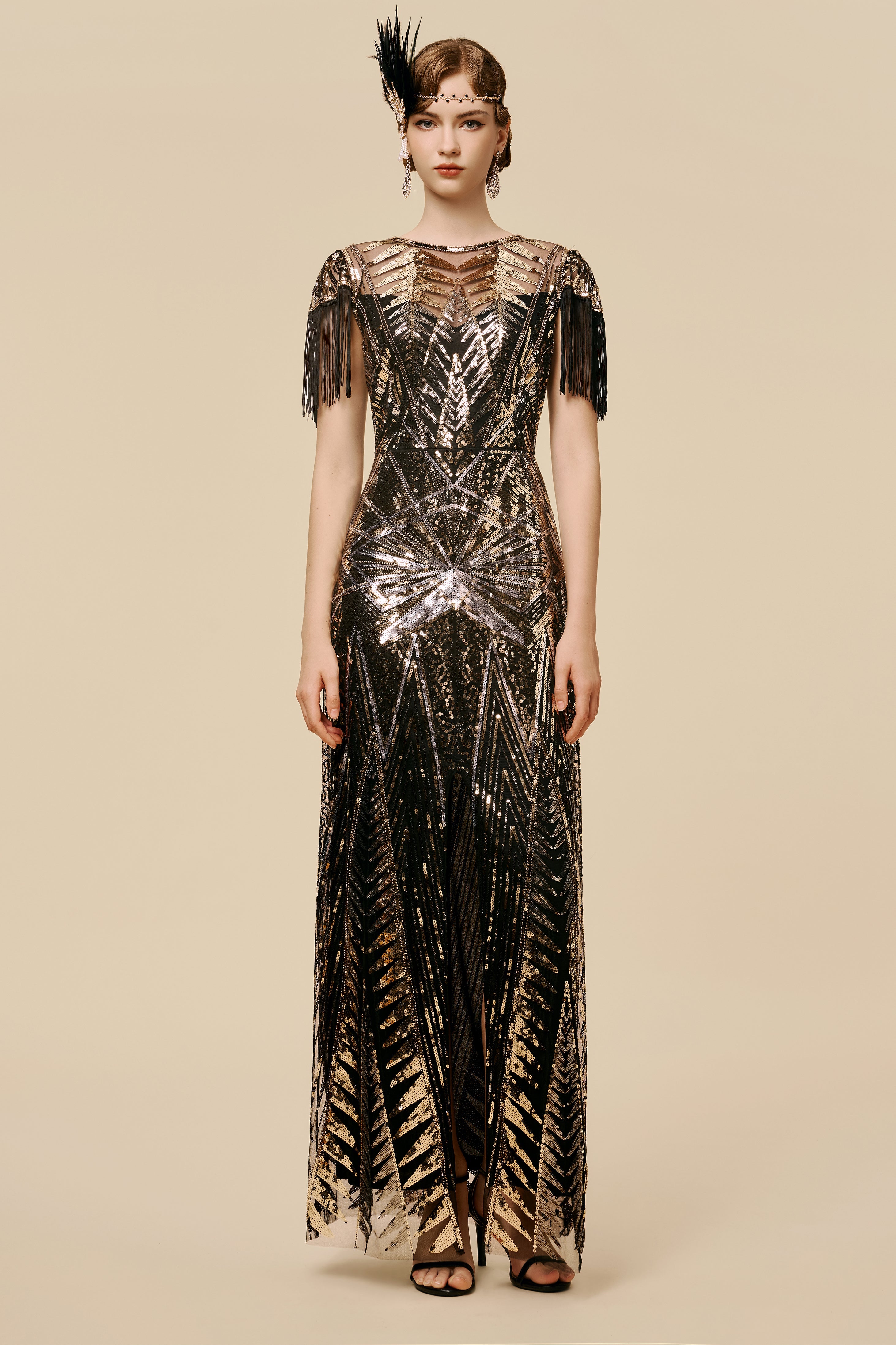 Shop Evening Gowns - Art Deco Golden Starburst Dress | BABEYOND Babeyond UK Shop Evening Gowns - Art Deco Golden Starburst Dress | BABEYOND Babeyond UK