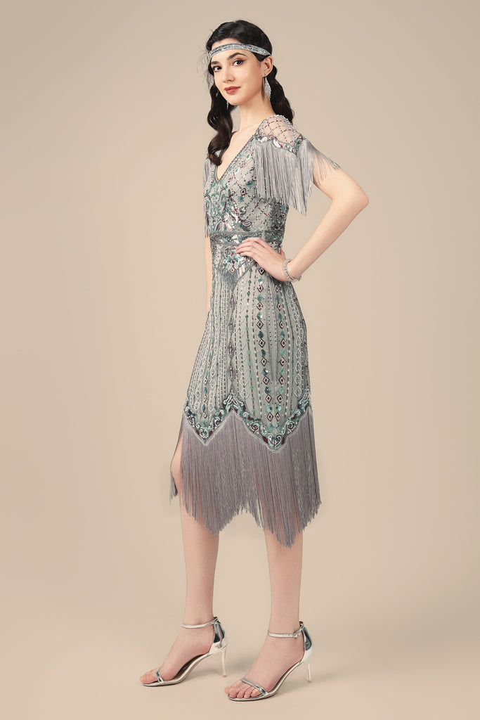 Art Deco Sparkle Fringe Flapper Dress - Babeyond UK