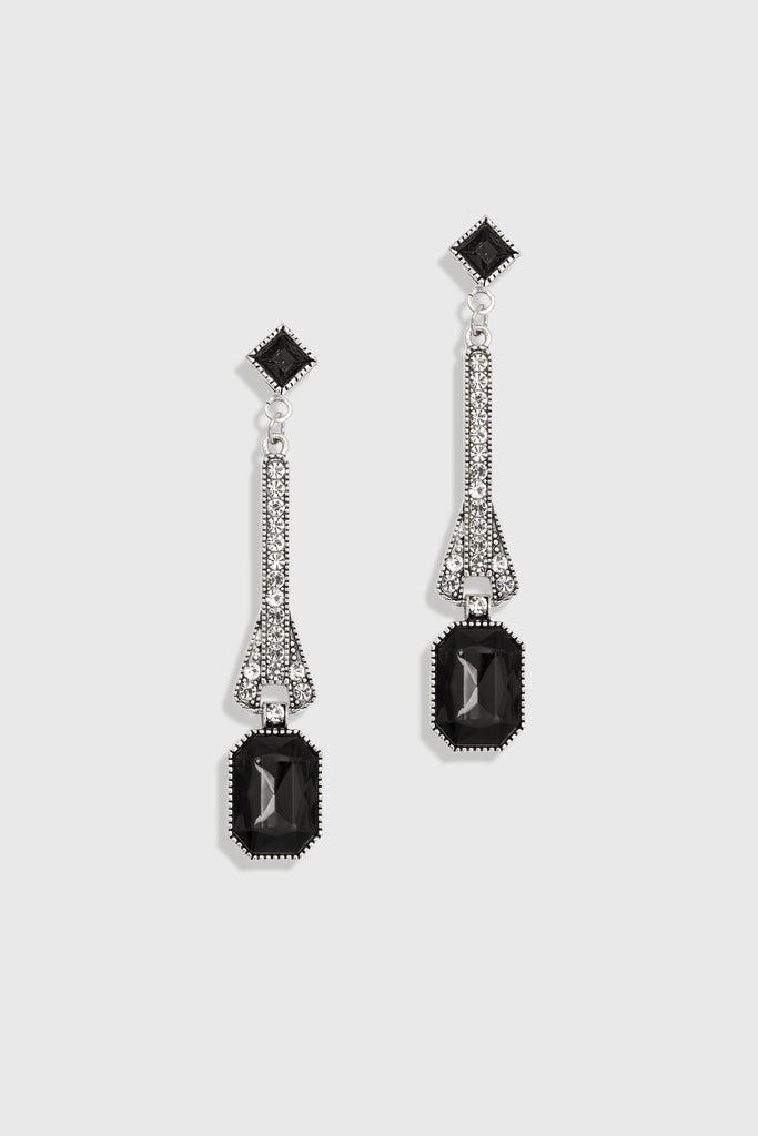 Art-Deco Rhinestone Dangle Earrings - Babeyond UK