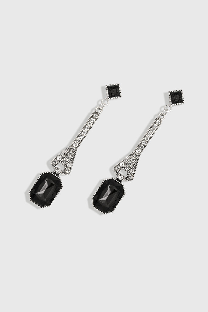 Art-Deco Rhinestone Dangle Earrings - Babeyond UK