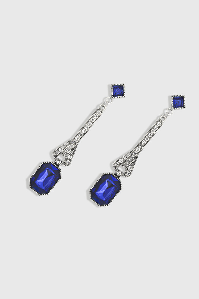 Art-Deco Rhinestone Dangle Earrings - Babeyond UK