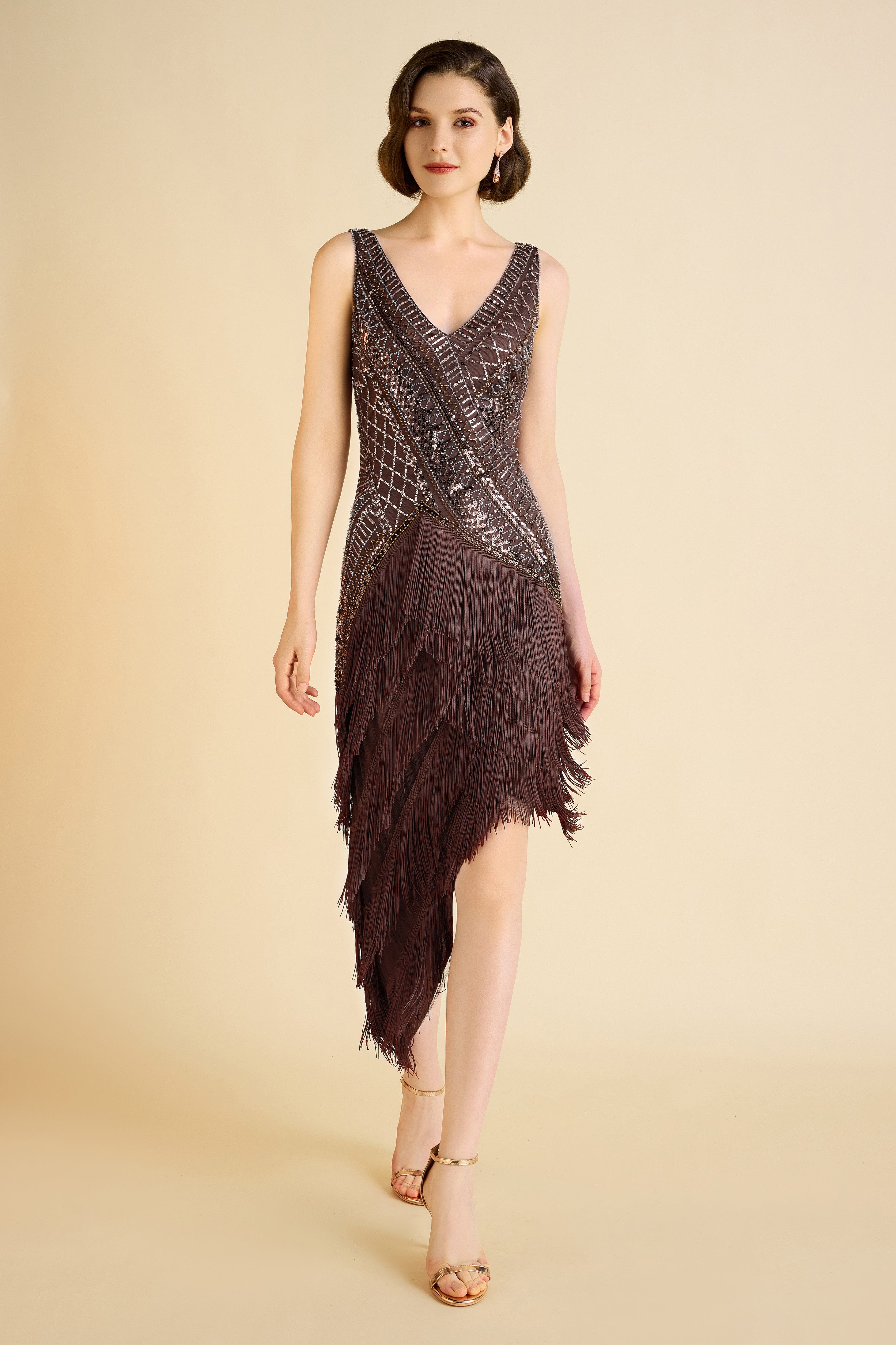 modern flapper dress BABEYOND Multi-Layered Fringe Dress, 1920s Dresses, Dark Green, 18 Featuring a beaded lace overdress and soft inner chiffon slip (shown in lilac) Modern Flapper Fringe Dress Buy