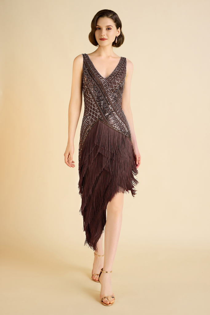 Asymmetrical Multi-Layered Fringe Flapper Dress - Babeyond UK