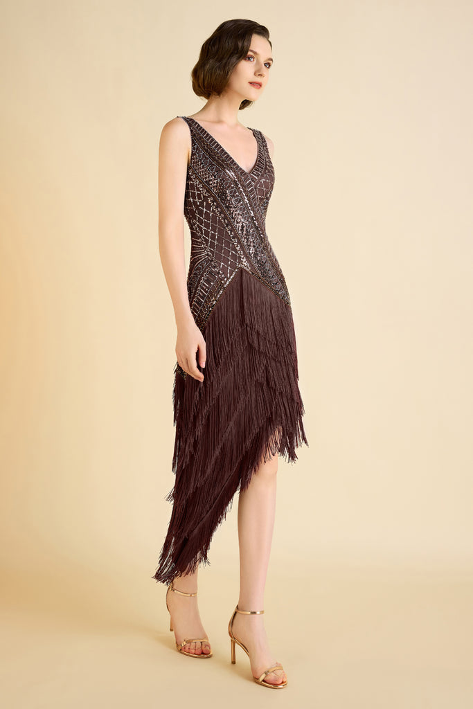 Asymmetrical Multi-Layered Fringe Flapper Dress - Babeyond UK