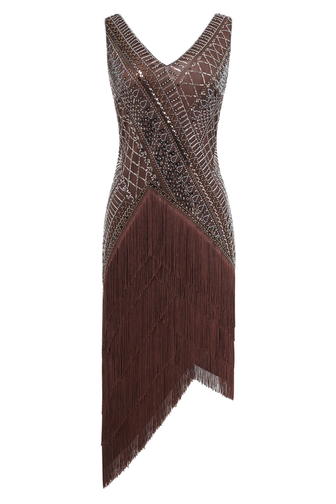 Asymmetrical Multi-Layered Fringe Flapper Dress - Babeyond UK