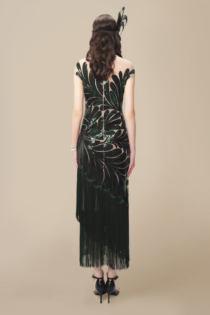 Captivating Fern Sequin Fringe Evening Gown - Babeyond UK