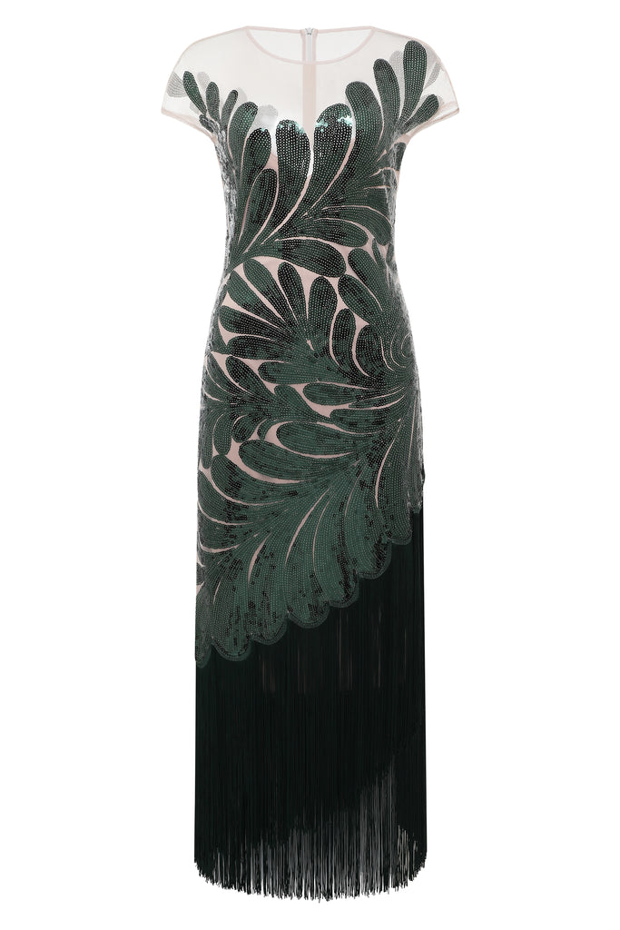 Captivating Fern Sequin Fringe Evening Gown - Babeyond UK