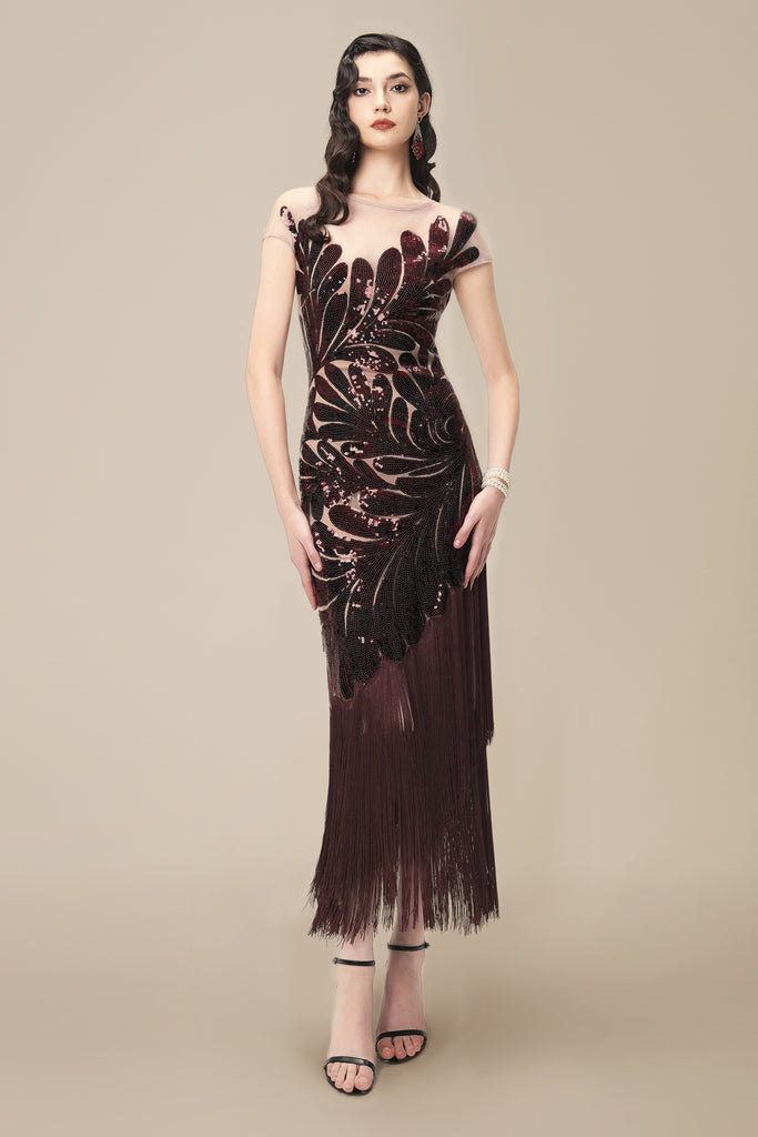 Captivating Fern Sequin Fringe Evening Gown - Babeyond UK