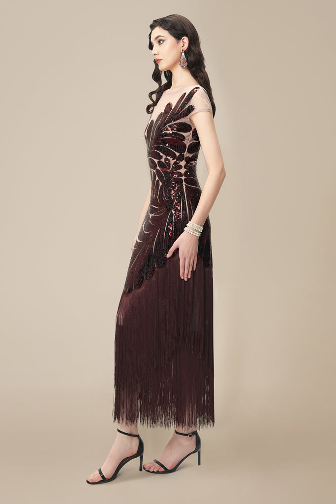 Captivating Fern Sequin Fringe Evening Gown - Babeyond UK