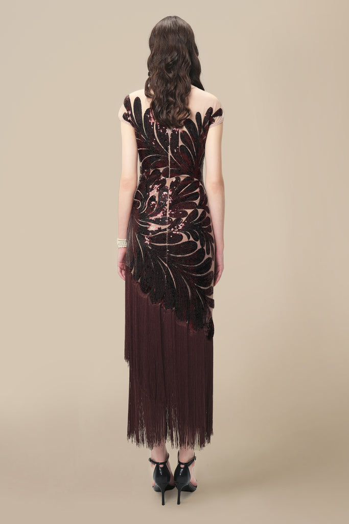 Captivating Fern Sequin Fringe Evening Gown - Babeyond UK