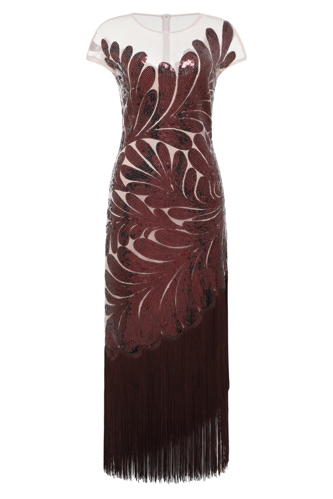 Captivating Fern Sequin Fringe Evening Gown - Babeyond UK