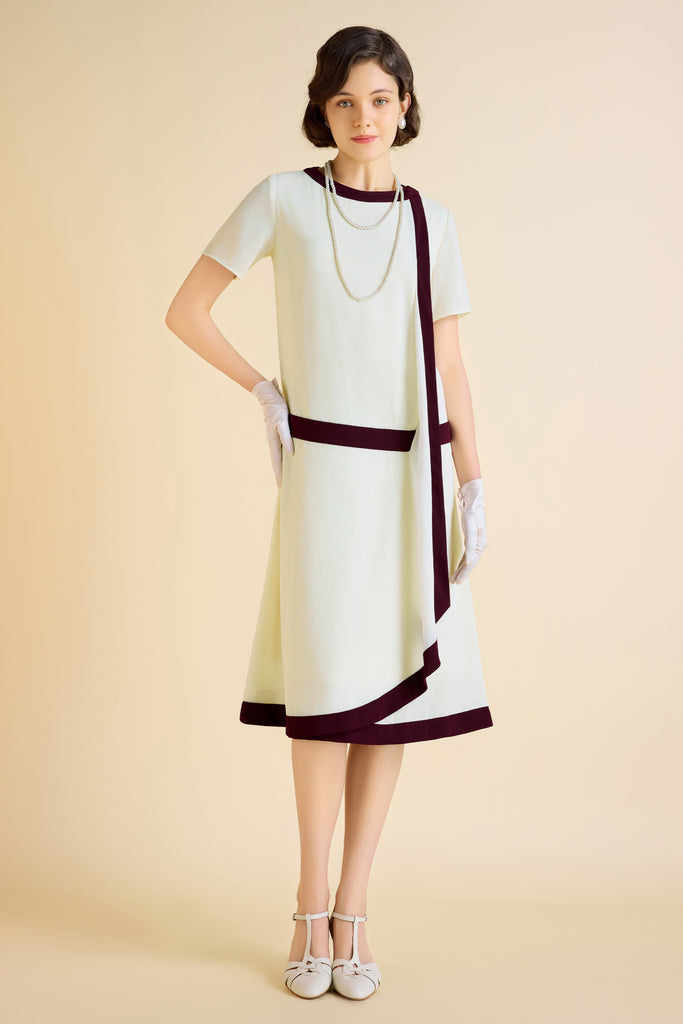 Cascading Ruffle Color Block Day Dress - Babeyond UK