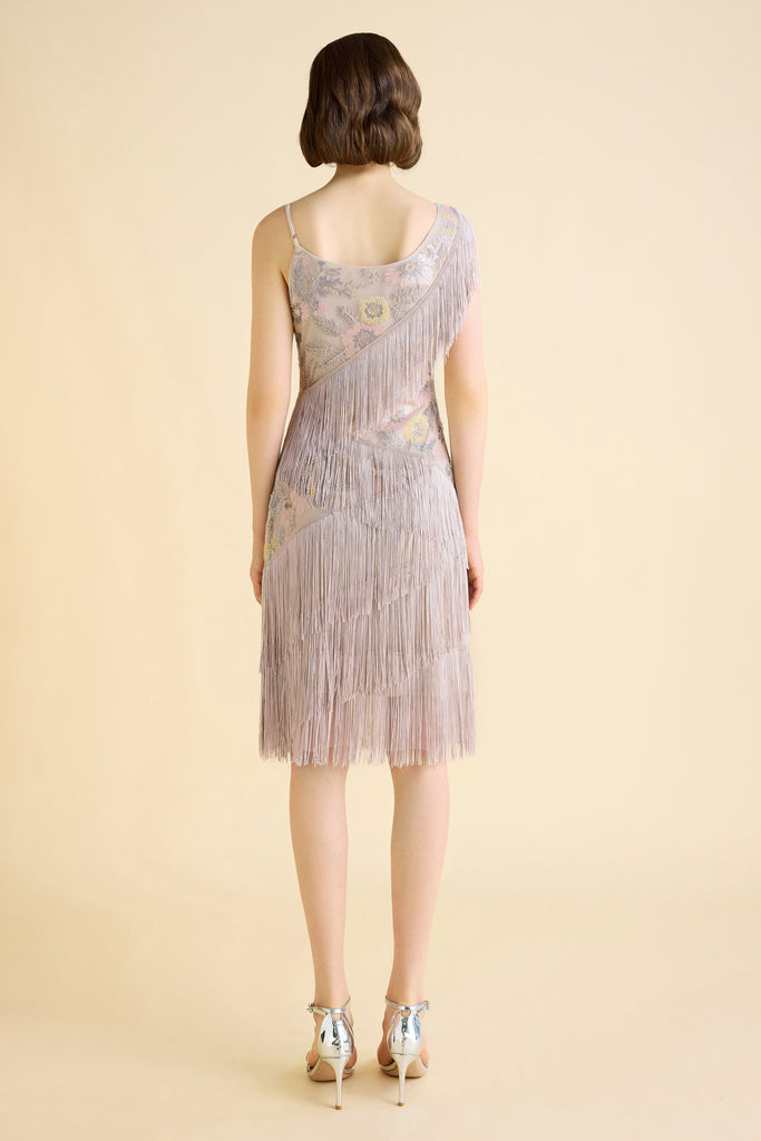 Charming Floral Beaded Fringe Flapper Dress - Babeyond UK