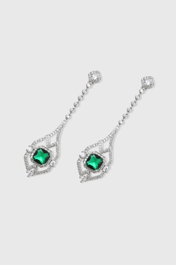 Chic Crystal Green Center Geometric Earrings - Babeyond UK