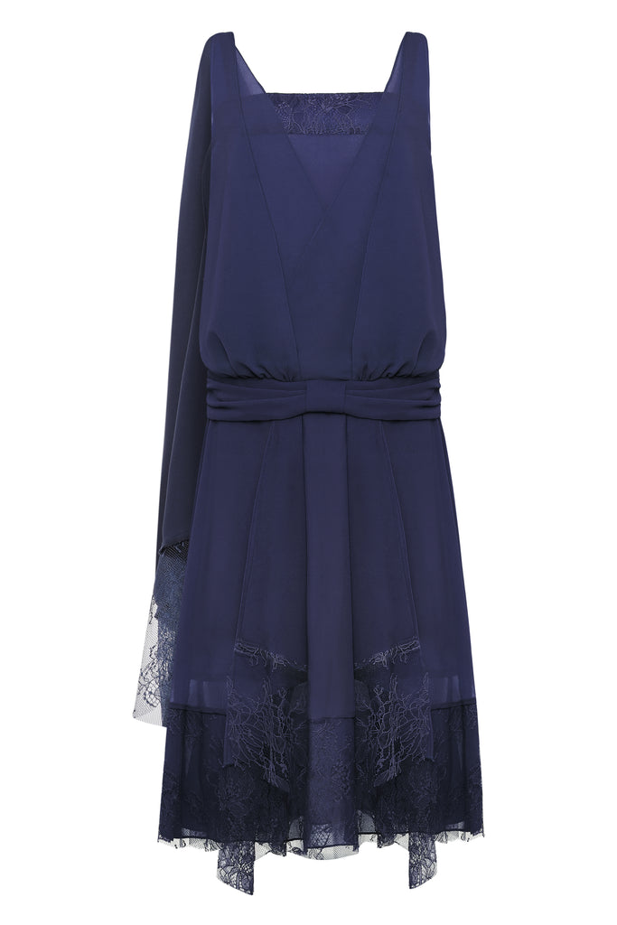 Classic Pleated Waistband Lace Day Dress - Babeyond UK