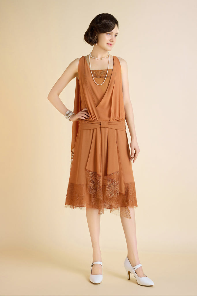 Classic Pleated Waistband Lace Day Dress - Babeyond UK