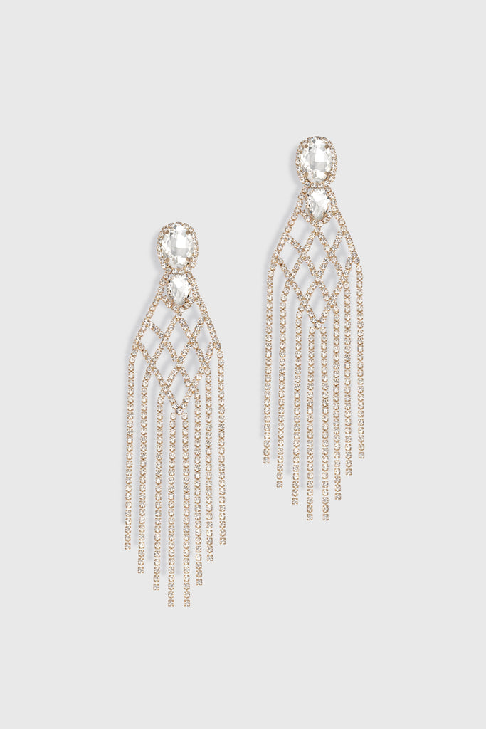 Crystal Beaded Crisscross Statement Earrings - Babeyond UK