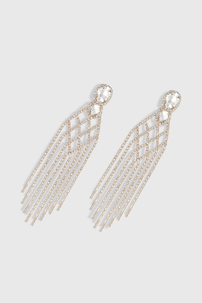 Crystal Beaded Crisscross Statement Earrings - Babeyond UK