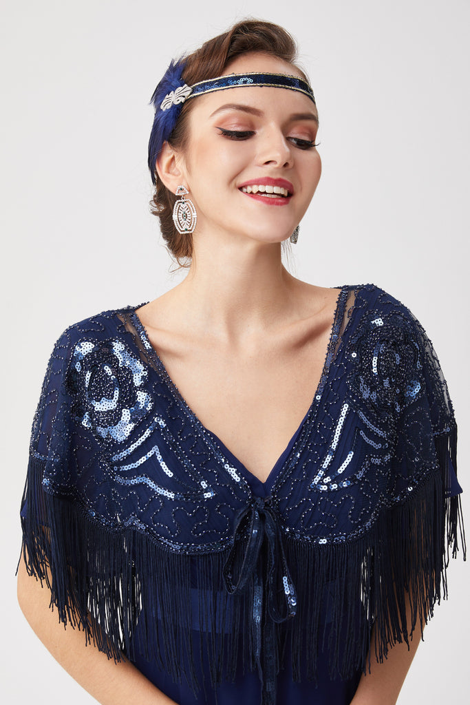 1920s Beaded Sequin Gatsby Shawl - Babeyond UK