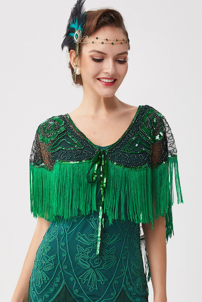 1920s Beaded Sequin Gatsby Shawl - Babeyond UK