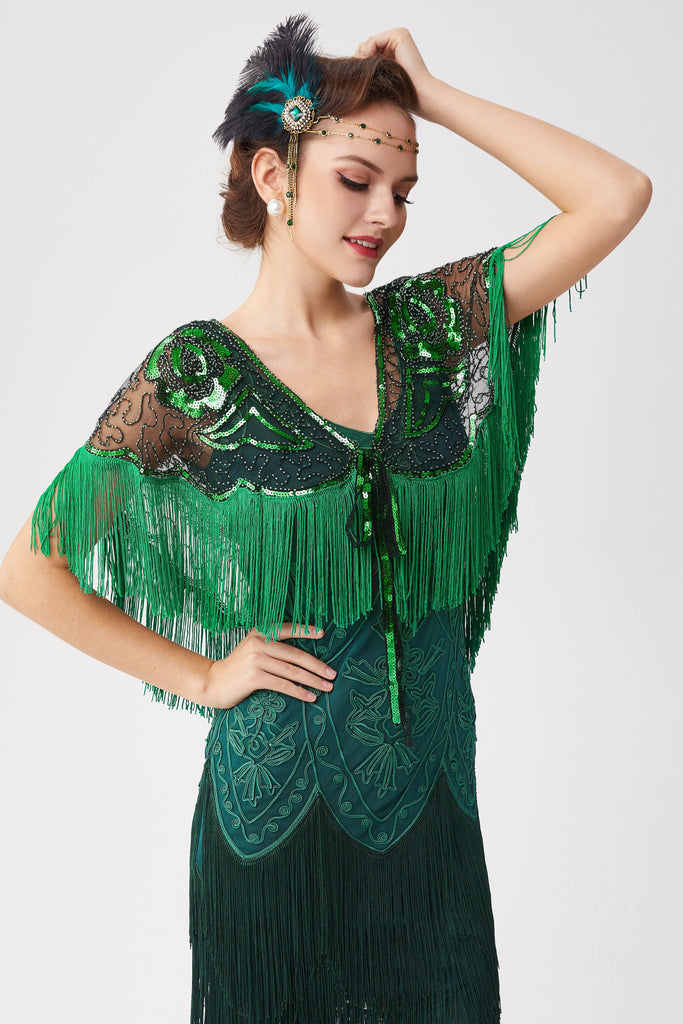 1920s Beaded Sequin Gatsby Shawl - Babeyond UK