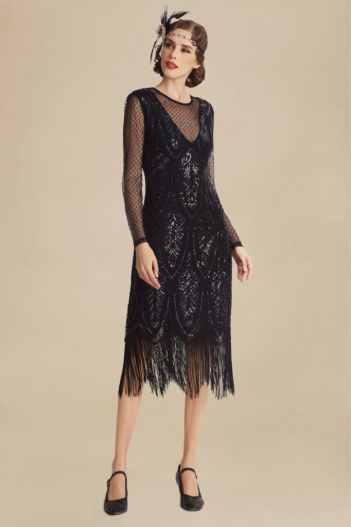 Shop 1920s Dresses - Beaded Fringe Flapper Dress | BABEYOND – Babeyond UK