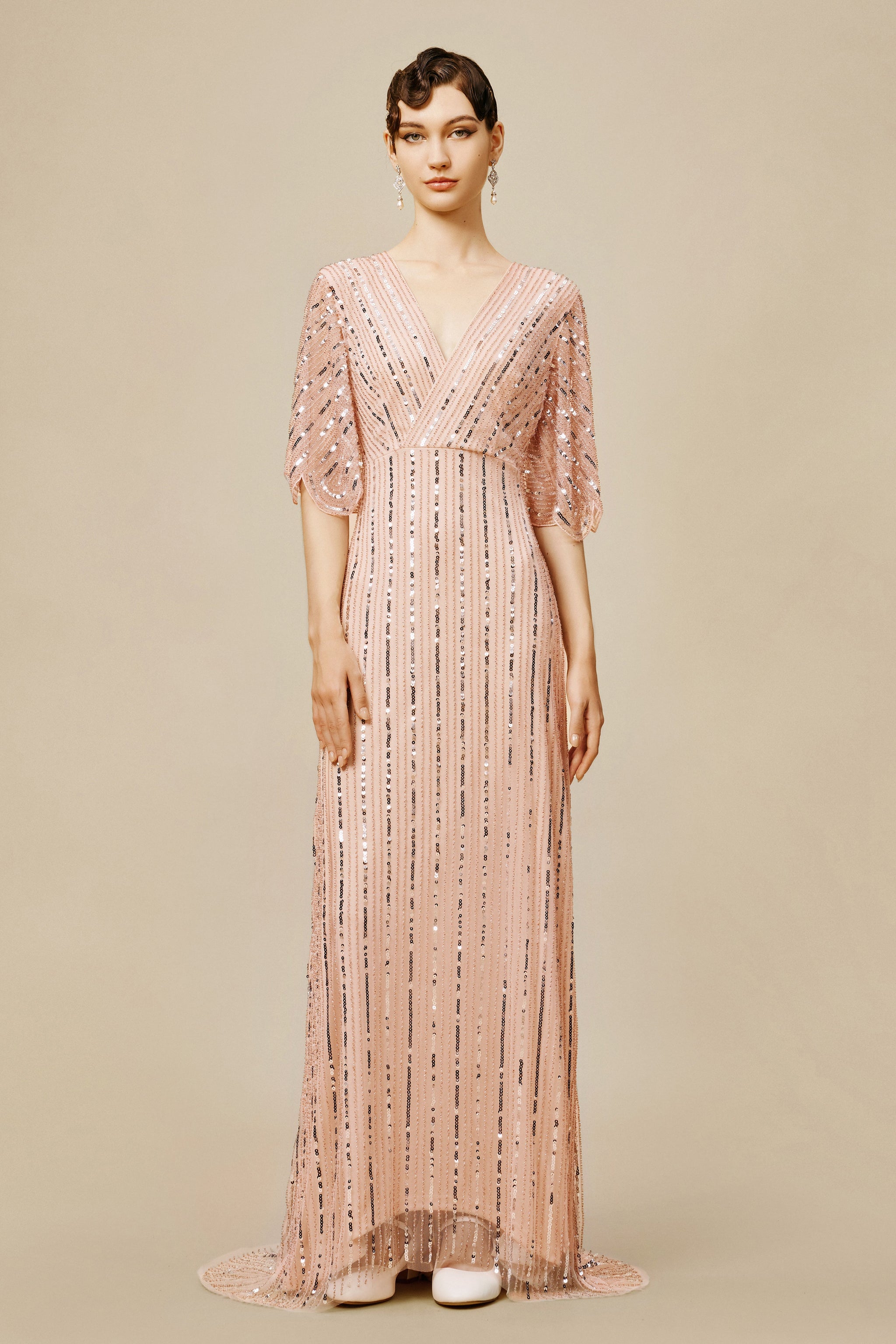 Shop 1920s Dresses - Sequined Cape Sleeve Dress | BABEYOND Babeyond UK Shop 1920s Dresses - Sequined Cape Sleeve Dress | BABEYOND Babeyond UK