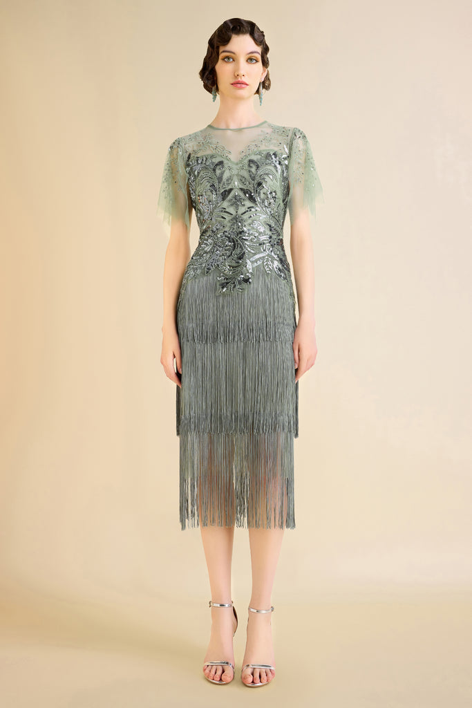 Exquisite Floral Fringe Flapper Dress - Babeyond UK