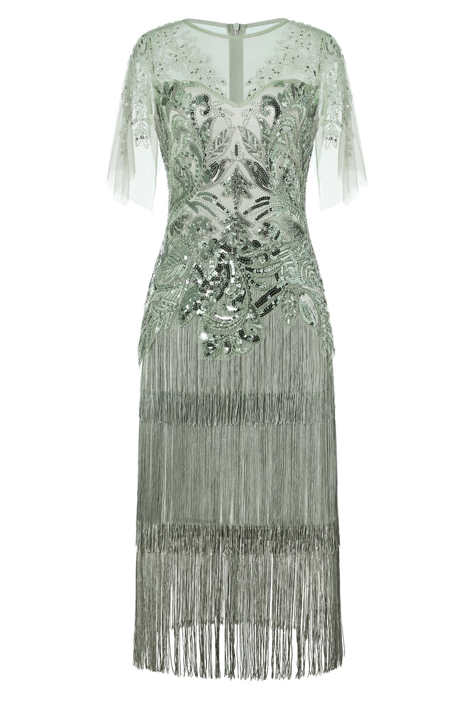 Exquisite Floral Fringe Flapper Dress - Babeyond UK