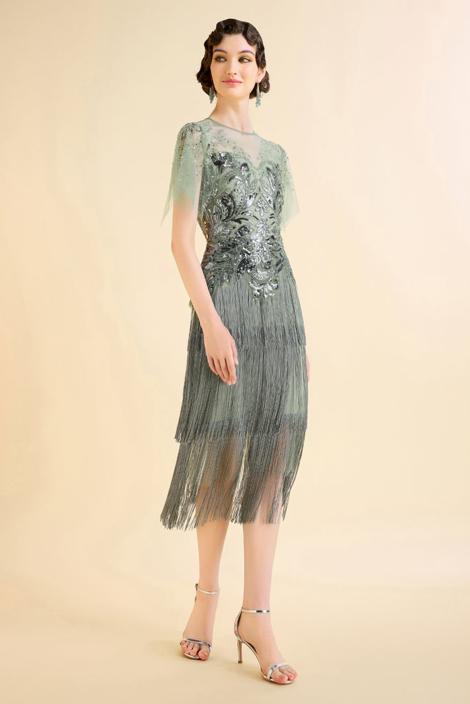 Exquisite Floral Fringe Flapper Dress - Babeyond UK